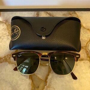 Rayban Club Master Classic Polished Tortoise on Gold